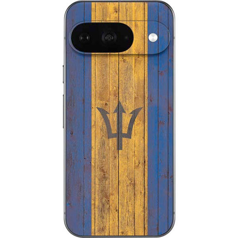 Barbados Flag Dark Wood Google Pixel 9 Skin